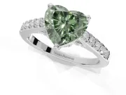 Heart-Shaped Pavé Solitaire Engagement Ring Setting for a Fancy Green Lab-Grown Diamond | Crossover Gallery | Platinum