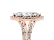 Marquise Halo Engagement Ring Setting | V-Split Pavé Band | Rose Gold