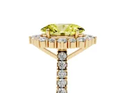 Oval Scalloped Halo Engagement Ring Setting for a Fancy Yellow Lab-Grown Diamond | Single Row Pave | Yellow Gold