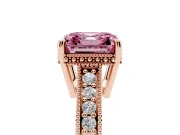 Asscher Cut Engraved Engagement Ring Setting for a Fancy Pink Lab-Grown Diamond | Rose Gold