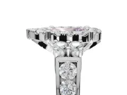 Pear-Shaped Halo Engagement Ring Setting for a Fancy Pink Lab-Grown Diamond | Graduated Channel Band | White Gold