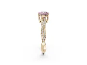 Cushion Cut Twisted Pavé Solitaire Engagement Ring Setting for a Fancy Pink Lab-Grown Diamond | Yellow Gold