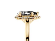 Pear-Shaped Halo Engagement Ring Setting for a Black Center | Plain Polished Band | Yellow Gold