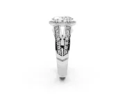 Oval Halo Engagement Ring Setting | Two-Row Pave Split Shank | Platinum