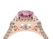 Radiant Cut Halo Engagement Ring Setting for a Fancy Pink Lab-Grown Diamond | Pavé Panel Shoulders | Rose Gold