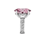 Fancy Pink Oval Cut Diamond Pavé Band Ring Set in Silver with Prong-Set Center Stone