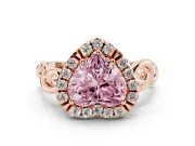 Heart-Shaped Filigree Halo Engagement Ring Setting for a Fancy Pink Lab-Grown Diamond | Rose Gold