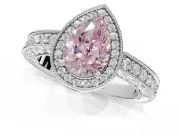 Pear-Shaped Vintage Milgrain Halo Engagement Ring Setting for a Fancy Pink Lab-Grown Diamond | Wide Pavé Band | Platinum