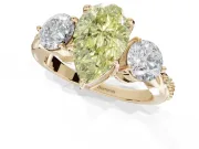 Pear-Shaped Three Stone Engagement Ring Setting for a Fancy Yellow Lab-Grown Diamond | Tapered Pave Band | Yellow Gold