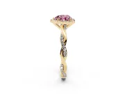 Heart-Shaped Twisted Halo Engagement Ring Setting for a Fancy Pink Lab-Grown Diamond | Yellow Gold