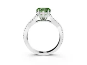 Fancy Green Heart Cut Diamond Solitaire Engagement Ring Set in White gold with Twisted Pavé Band and Prong Setting