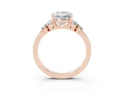 Princess Cut Diamond Solitaire Floral Ring Set in Rose gold with Marquise Petals and Prong Setting