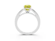 Fancy Yellow Radiant Cut Diamond Solitaire Ring Set in Silver with Prong Setting and Classic Band