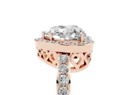 Heart-Shaped Halo Pave Engagement Ring Setting | Heart Cutout Gallery | Rose Gold