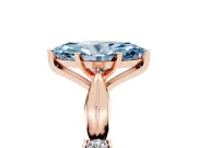 Fancy Blue Marquise Cut Diamond Solitaire Twisted Band Ring Set in Rose gold with Accent Stones and Prong Setting