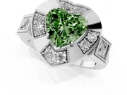 Heart-Shaped Milgrain Sectioned Halo Engagement Ring Setting for a Fancy Green Lab-Grown Diamond | White Gold