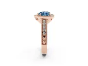 Heart-Shaped Halo Engagement Ring Setting for a Fancy Blue Lab-Grown Diamond | Rose Gold
