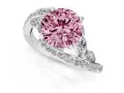 Round Bypass Engagement Ring Setting for a Fancy Pink Lab-Grown Diamond | Platinum