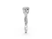 Cushion Cut Twisted Pavé Solitaire Engagement Ring Setting | Open Basket | White Gold