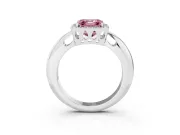 Fancy Pink Asscher Cut Diamond Halo Engagement Ring Set in Silver with Plain Split Shank and Prong Setting