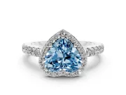 Fancy Blue Heart Cut Diamond Halo Engagement Ring Set in Silver with Pavé Band and Prong Setting