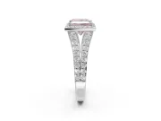 Princess Cut Halo Pavé Engagement Ring Setting for a Fancy Pink Lab-Grown Diamond | Narrow Split Shank | White Gold