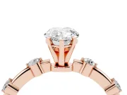 Pear-Shaped Bar Set Engagement Ring Setting | Spaced Side Stones | Rose Gold
