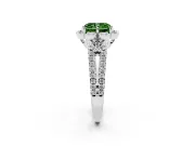 Radiant Cut Floral Halo Engagement Ring Setting for a Fancy Green Lab-Grown Diamond | Pavé Split Shank | Platinum