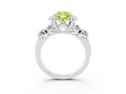 Cushion Cut Floral Engagement Ring Setting for a Fancy Yellow Lab-Grown Diamond | Petal Frame | White Gold