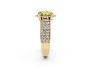 Oval Pavé Engagement Ring Setting for a Fancy Yellow Lab-Grown Diamond | Wide Three-Row Band | Yellow Gold