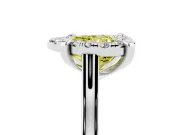 Heart-Shaped Halo Engagement Ring Setting for a Fancy Yellow Lab-Grown Diamond | Claw Corners | Sterling Silver