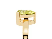 Fancy Yellow Pear Cut Diamond Solitaire Ring Set in Yellow gold with Prong Head and Smooth Polished Band