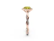 Fancy Yellow Heart Cut Diamond Halo Twisted Band Ring Set in Rose gold with Prong Setting