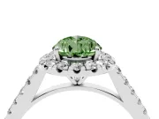 Pear-Shaped Halo Engagement Ring Setting for a Fancy Green Lab-Grown Diamond | Pave Shoulders | White Gold