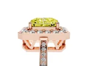Radiant Cut Halo Engagement Ring Setting for a Fancy Yellow Lab-Grown Diamond | Polished Halo Rim | Rose Gold