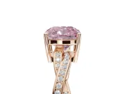 Cushion Cut Twisted Pavé Solitaire Engagement Ring Setting for a Fancy Pink Lab-Grown Diamond | Open Basket | Rose Gold