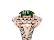 Round Halo Split Shank Engagement Ring Setting for a Fancy Green Lab-Grown Diamond | Pavé Strands | Rose Gold