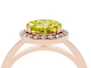 Round Thin Halo Low Profile Engagement Ring Setting for a Fancy Yellow Lab-Grown Diamond | Slim Plain Band | Rose Gold