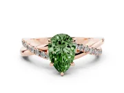 Pear-Shaped Crossover Engagement Ring Setting for a Fancy Green Lab-Grown Diamond | Rose Gold