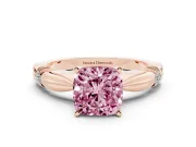 Cushion Cut Floral Solitaire Engagement Ring Setting for a Fancy Pink Lab-Grown Diamond | Rose Gold