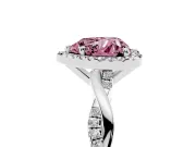 Fancy Pink Heart Cut Diamond Halo Twisted Band Ring Set in Platinum with Prong Setting