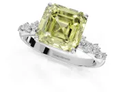 Asscher Cut Graduated Solitaire Engagement Ring Setting for a Fancy Yellow Lab-Grown Diamond | White Gold