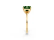 Fancy Green Asscher Cut Diamond Solitaire Ring Set in Yellow gold with Prong Setting on a Plain Round Band