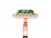 Emerald Cut Thin Halo Engagement Ring Setting for a Fancy Green Lab-Grown Diamond | Plain Polished Band | Rose Gold