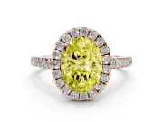 Oval Halo Engagement Ring Setting for a Fancy Yellow Lab-Grown Diamond | Pave Shoulders | Rose Gold