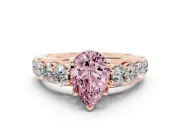 Pear-Shaped Graduated Engagement Ring Setting for a Fancy Pink Lab-Grown Diamond | Rose Gold