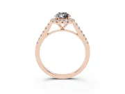 Pear-Shaped Halo Engagement Ring Setting for a Black Center | Pavé Shoulders | Rose Gold