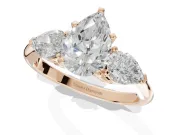 Pear-Shaped Three-Stone Engagement Ring Setting | Pear Side Stones | Rose Gold