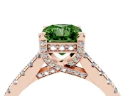 Radiant Cut Hidden Halo Pave Engagement Ring Setting for a Fancy Green Lab-Grown Diamond | Claw Prongs | Rose Gold