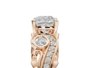 Cushion Cut Vintage Swirl Engagement Ring Setting | Bezel Side Accents | Rose Gold